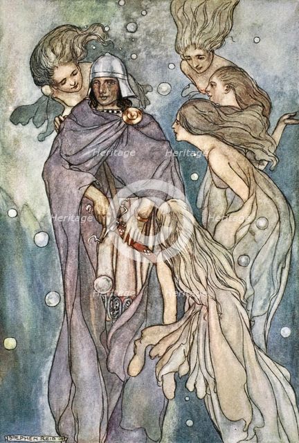 'There dwelt the red-haired ocean-nymphs', c1910.  Creator: Stephen Reid.