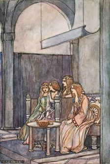 There sat the three maidens with the Queen c1910. Creator: Stephen Reid