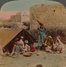 There's no place like home! - dwelling and shop of a Gypsy Blacksmith, Syria, 1900. Artists: Elmer Underwood, Bert Elias Underwood