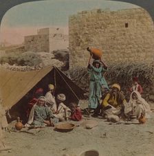 There's no place like home! - dwelling and shop of a Gypsy Blacksmith, Syria, 1900. Artists: Elmer Underwood, Bert Elias Underwood