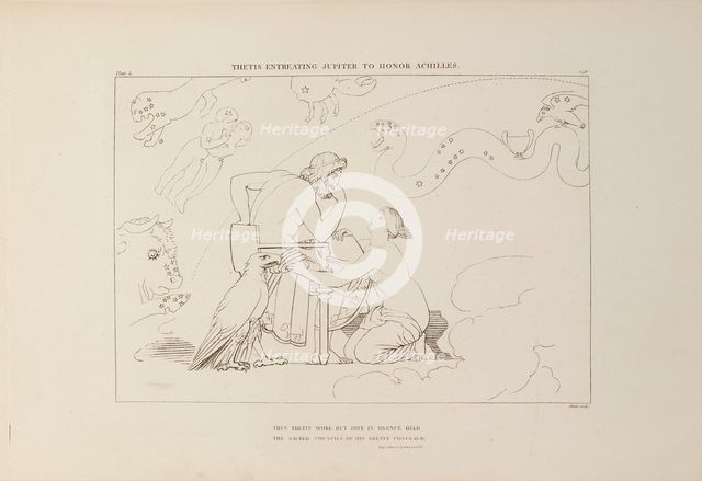 Thetis Entreating Jupiter to Honour Achilles, 1805. Creator: John Flaxman.