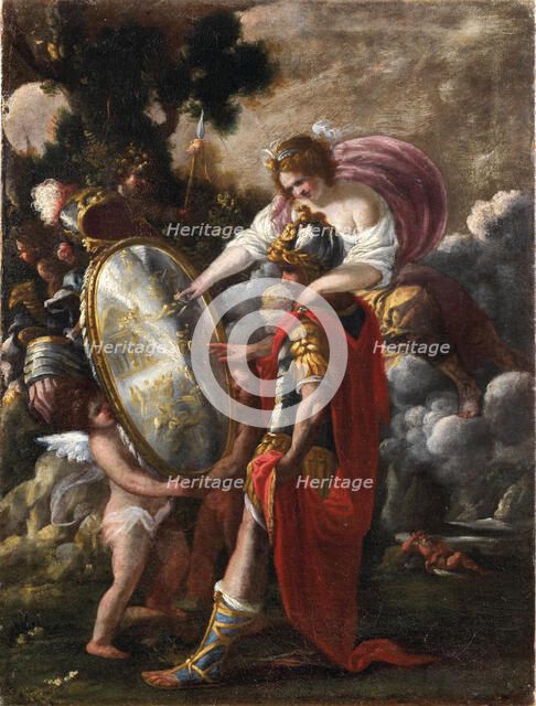 Thetis hands the shield to Achilles. Creator: Passeri, Giuseppe (1654-1714).