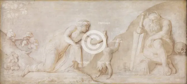 Thetis Immersing her Infant Son Achilles in the River Styx to Make him Invulnerable, 1794-1798. Creator: Nicolai Abraham Abildgaard.