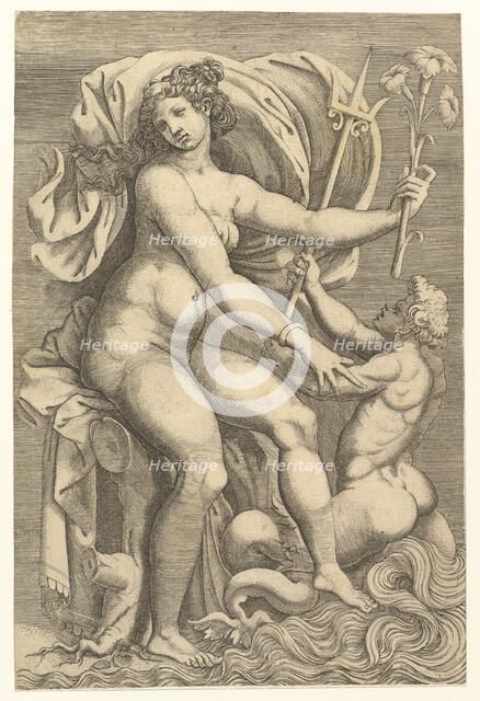 Thetis Seated with a Triton, 16th century. Creator: Unknown.