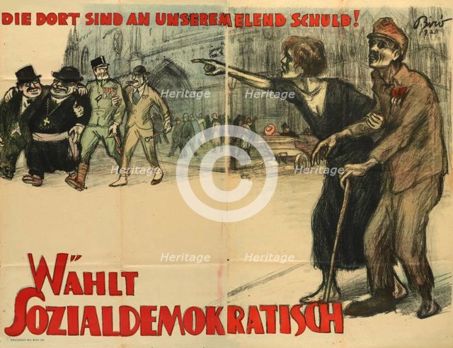 They are to blame for our misery! Vote social democratic, 1920. Creator: Bíró; Mihály (1886-1948).