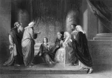 They found him in the temple, sitting in the midst of the doctors c1840. Creator: George Presbury