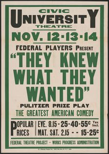 They Knew What They Wanted, Syracuse, NY, 1936. Creator: Unknown