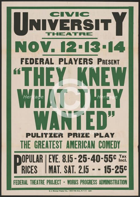 They Knew What They Wanted, Syracuse, NY, 1936. Creator: Unknown.