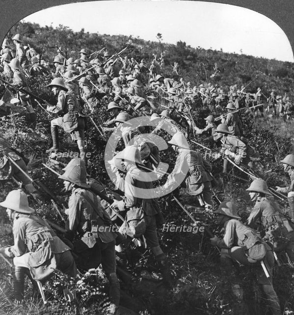 'They press on, the true bull dog rush of our troops at Gallipoli', Turkey, World War I, 1915. Artist: Realistic Travels Publishers