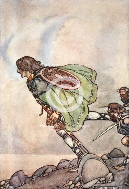 'They ran him by hill and plain', c1910.  Creator: Stephen Reid.