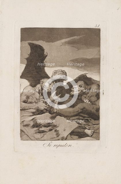 They Spruce Themselves Up (Se Repulen), 1799. Creator: Francisco Goya.
