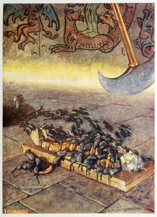 They swarmed upon me in ever accumulating heaps., from Selected Tales of Mystery, pub. 1909. Creator: Byam Shaw (1872-1919)