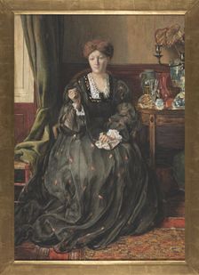 Thinking, Portrait of Emma Madox Brown, c. 1870. Creator: Catherine Madox Brown (British, 1850-1927)