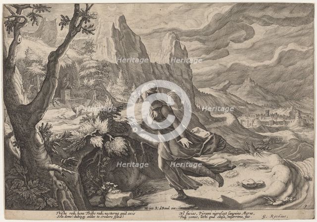Thisbe Frightened by the Lion, c. 1615. Creator: Goltzius, Workshop of Hendrick, after Hendrick Gol.