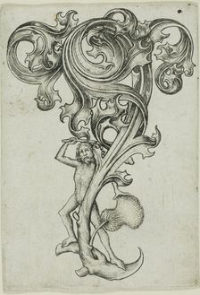 Thistle Ornament With Wild Man, 1450/67. Creator: Master ES