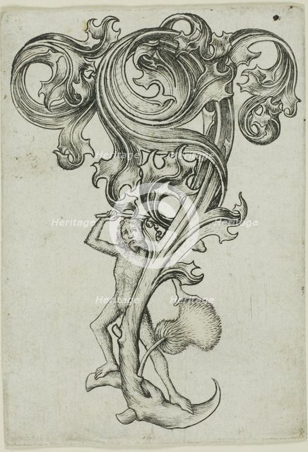 Thistle Ornament With Wild Man, 1450/67. Creator: Master ES.