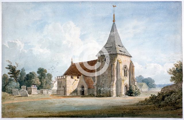 'Thirnham Church, near Maidstone, Kent', 19th century.    Artist: James Duffield Harding