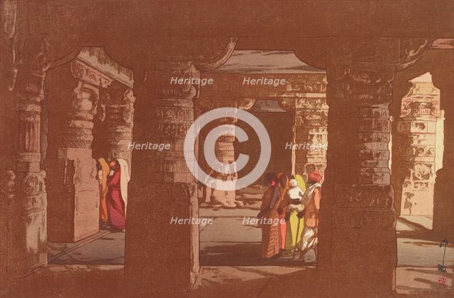 Third cave temple in Ellora,  c.1931. Creator: Hiroshi Yoshida.