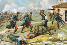 Third Carlist War (1872 - 1876), Battle of Murrieta in San Pedro Abanto in 1874, drawing of the t…
