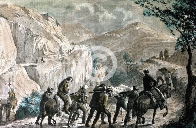 Third Carlist War (1872 - 1876), the Red Cross leads to Pamplona, through the mountains of Navarr…
