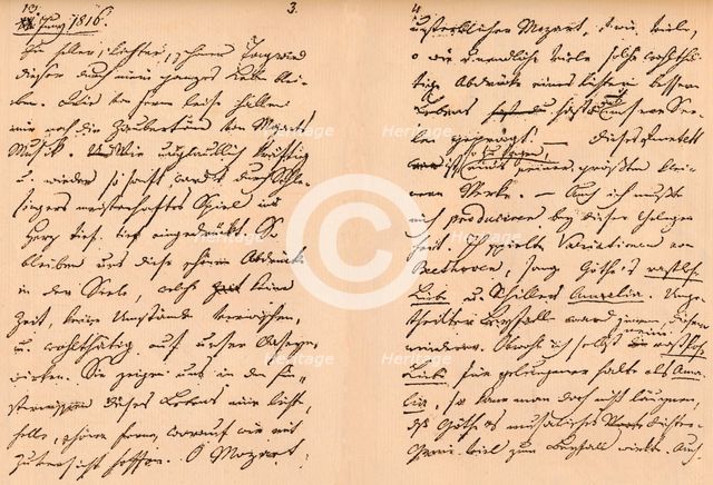 Third and fourth pages from Franz Schubert's diary, 1816 Artist: Franz Peter Schubert.