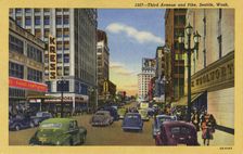 Third Avenue and Pike Street, Seattle, Washington, USA, 1942