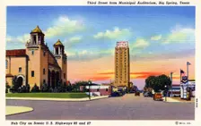Third Street from the Municipal Auditorium, Big Spring, Texas, USA, 1940