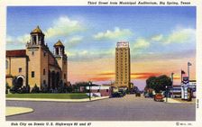 Third Street from the Municipal Auditorium, Big Spring, Texas, USA, 1940