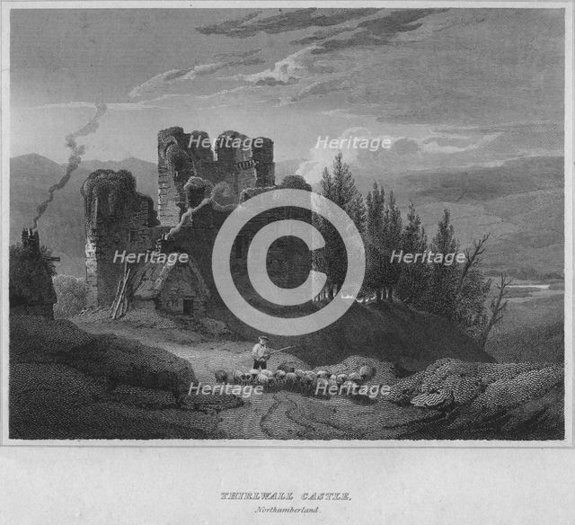 'Thirlwall Castle, Northumberland', 1814. Artist: John Greig.