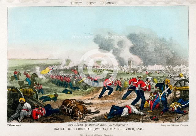 Thirty First Regiment, Battle of Ferozeshah, 2nd Day, 22nd December 1845. Artist: Madeley