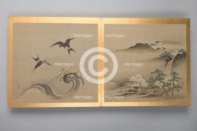 Thirty paintings of birds, flowers and landscape, late 18th century. Creator: Unknown.