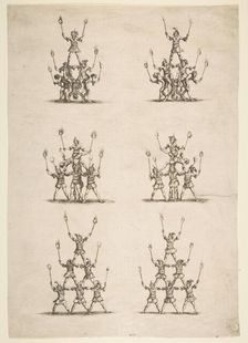 Thirty-six Acrobats in Six Groups, 1652. Creator: Stefano della Bella