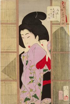 Thirty-Two Aspects of Women: Curious - Habits of an okosho of the Tempo era, 1888. Creator: Tsukioka Yoshitoshi