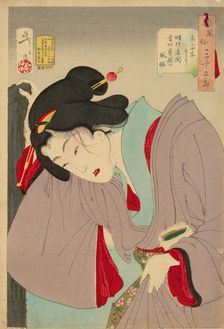 Thirty-Two Aspects of Women: Dangerous - Habits of a modern geisha of the Meiji era, 1888. Creator: Tsukioka Yoshitoshi