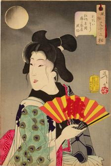Thirty-Two Aspects of Women: Looking suitable - Habits of a geisha of the licensed quarters... 1888. Creator: Tsukioka Yoshitoshi