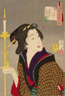 Thirty-Two Aspects of Women: Thirsty - Habits of a street geisha of the Ansei era, 1888. Creator: Tsukioka Yoshitoshi
