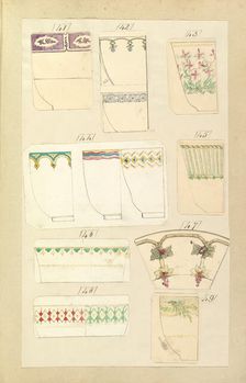 Thirteen Designs for Decorated Cups, 1845-55. Creator: Alfred Crowquill