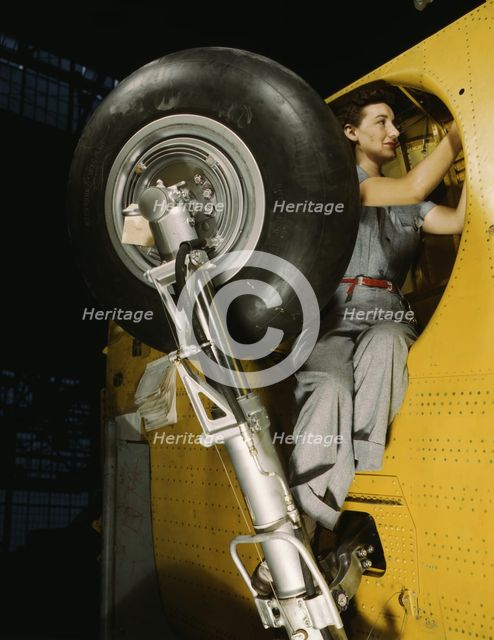 This woman worker at the Vultee-Nashville is shown making..., Nashville, Tenn. , 1943. Creator: Alfred T Palmer.