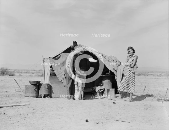 This family...about to be returned to Oklahoma...Neideffer Camp, Imperial Valley, CA, 1937. Creator: Dorothea Lange.