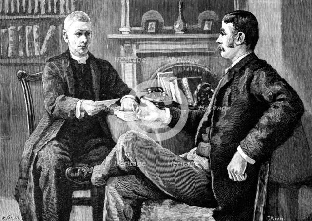 "This is the communication received this morning"...he placed in his hands the lawyer's letter, 1883 Creator: R. Taylor.