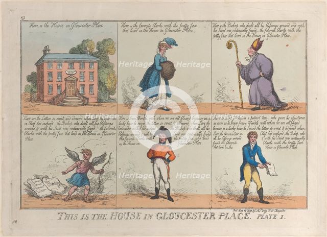 This is the House in Gloucester Place, Plate 1, May 26, 1809., May 26, 1809. Creator: Thomas Rowlandson.