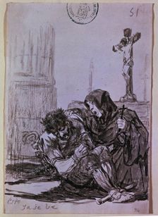 This is leaving Drawing No. 300 of the series of sepia gouaches by Francisco de Goya