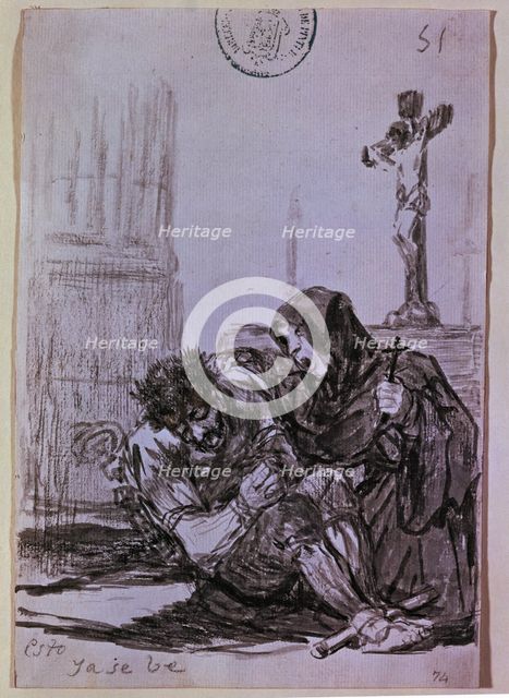  'This is leaving'. Drawing No. 300 of the series of sepia gouaches by Francisco de Goya.