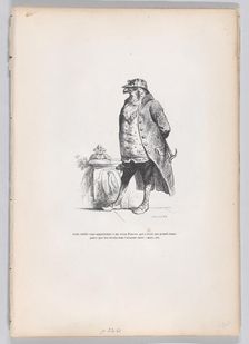 This old court apparently has an old falcon... from Scenes from the Private and Pub..., ca. 1837-47. Creator: Louis-Henri Brevière