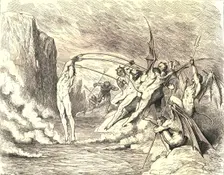 This said, they grappled him with more than hundred hooks c1890. Creator: Gustave Doré