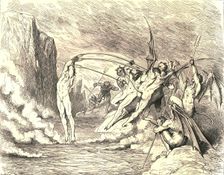 This said, they grappled him with more than hundred hooks c1890. Creator: Gustave Doré