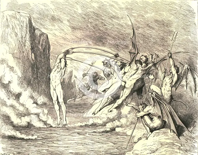 'This said, they grappled him with more than hundred hooks', c1890.  Creator: Gustave Doré.