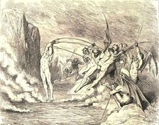 This said, they grappled him with more than hundred hooks c1890. Creator: Gustave Doré
