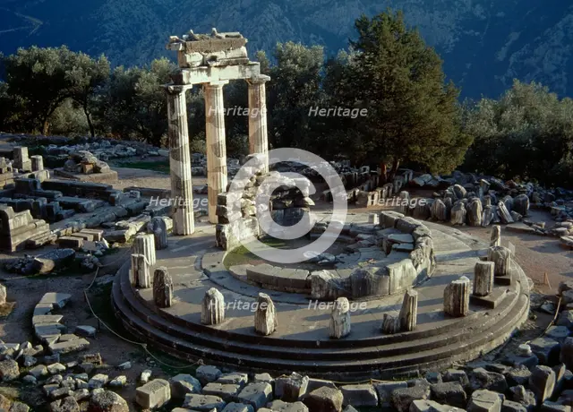 Tholos, Sanctuary of the Athena Pronaia in Delphi, Greece, 4th century BC (1994). Creator: LTL.