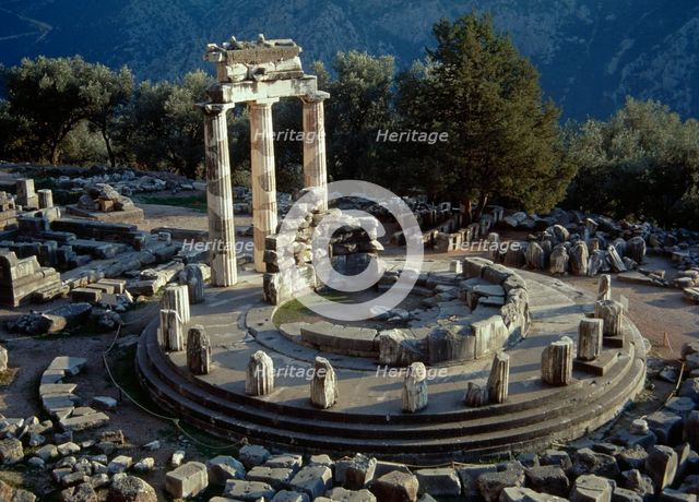 Tholos, Sanctuary of the Athena Pronaia in Delphi, Greece, 4th century BC (1994). Creator: LTL.